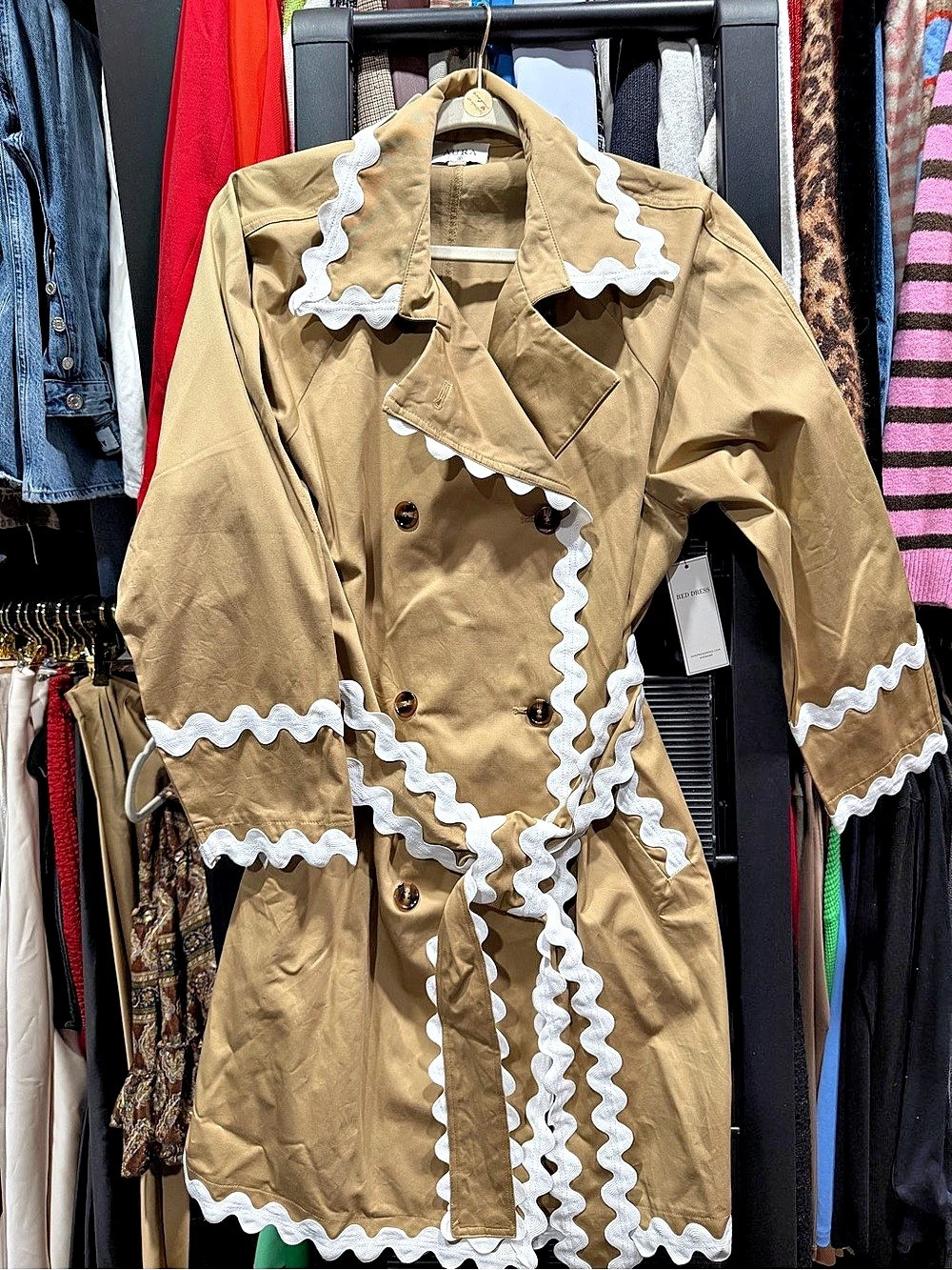 Aura Trim Detail Trench Coat in Brown